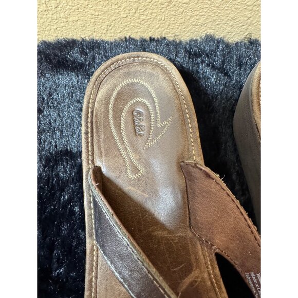 Olukai Womens Leather Platform Flip Flops Size 8 Brown - Picture 4 of 7
